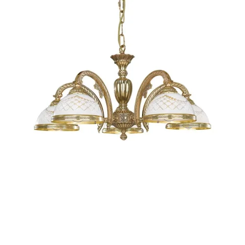 Люстра подвесная  L 7102/5 Reccagni Angelo белая на 5 ламп, основание золотое в стиле классический  фото 2